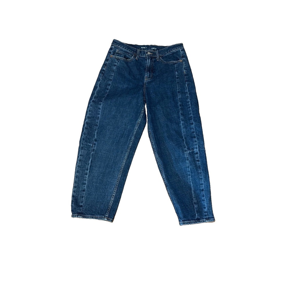 Old Navy Women's 8 High Rise Barrel Leg Tapered Cotton  Curve Jeans